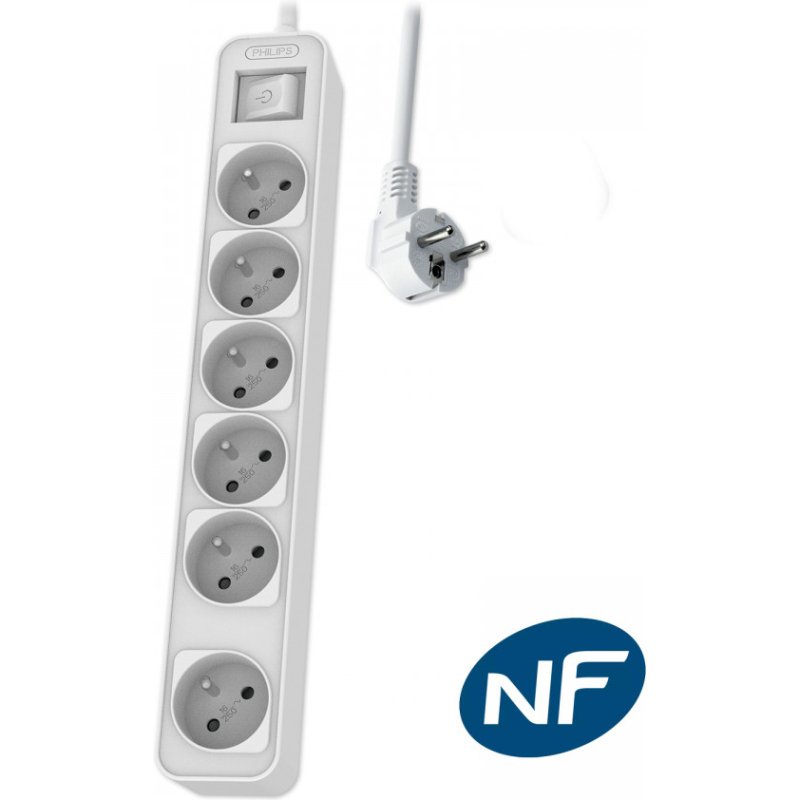 MCL CHP2164WB/19 multiprise 3 m 6 sortie(s) CA Intérieure Blanc