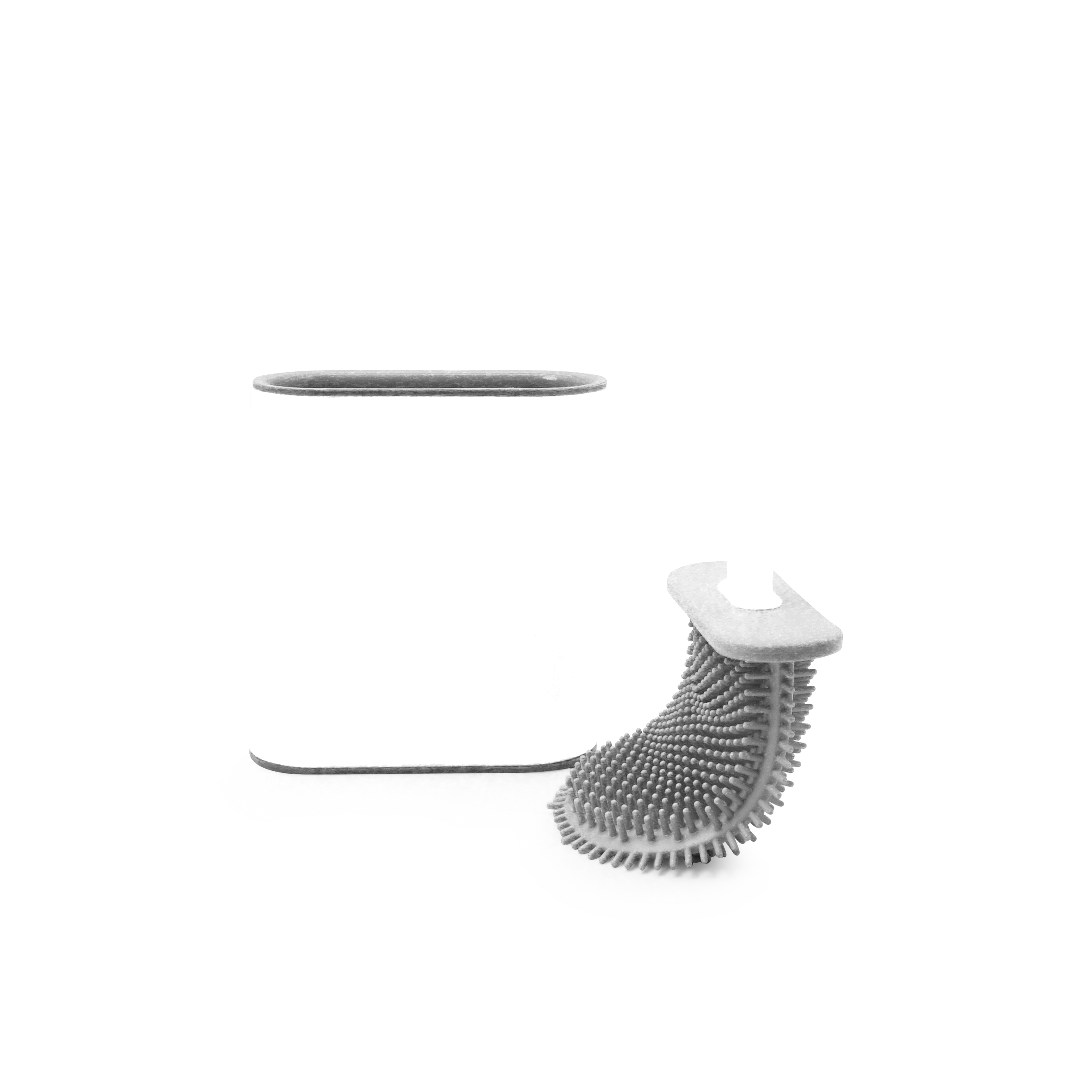 Flexible WC Bürste Silikon Toiletten Abfluss Reiniger mit Wandhalterung - Weiss