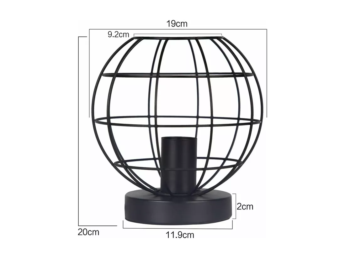 NETTLIFE Lampe de table vintage noir - lampe de chevet rétro lampe E27 douille en métal déco industrielle - Max 40W - Sans ampoules