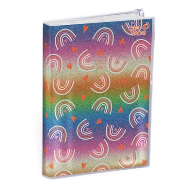 Agenda My Agenda Glitter avec poche zip - 1 jour par page - 12 x 17 cm - arc en ciel - Quo Vadis