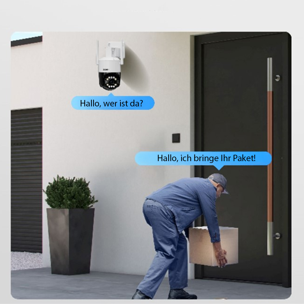 C2968W Outdoor & Indoor PTZ WiFi Überwachungskamera (8MP) 4K IR LED Nachtsichtfunktion / Zwei-Wege-Audio / KI-Personenerkennung (IP66) - Weiss