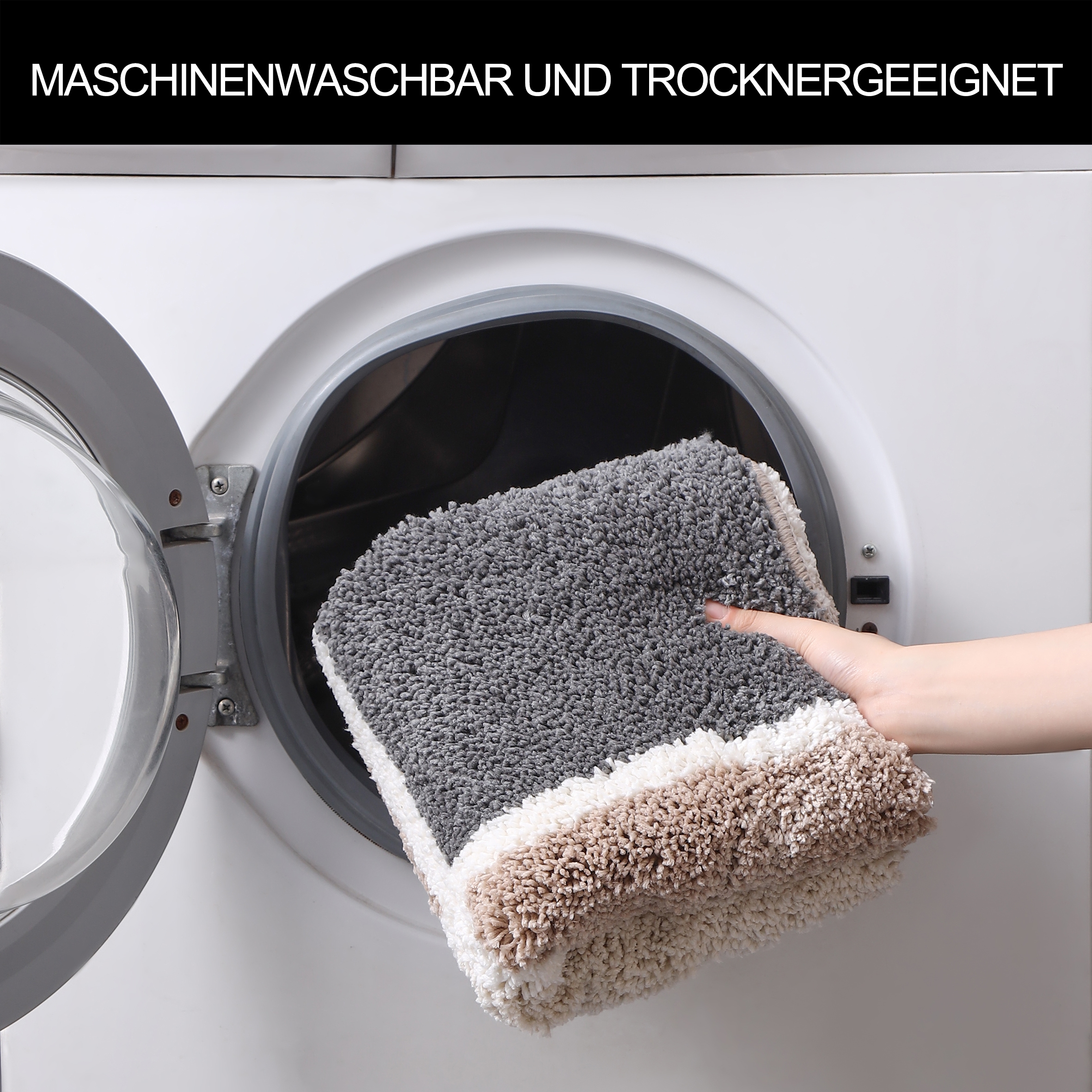 my home Badematte »Anna mit Kachelmuster, Badvorleger, Badezimmer Teppich, Duschvorleger« Höhe 20 mm rutschhemmend beschichtet strapazierfähig Badteppich, Hoch-Tief Effekt, Modern, Weich