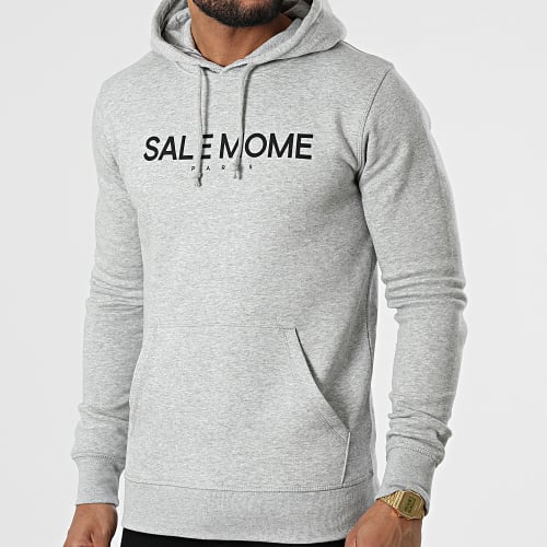 Sweat Capuche Nounours Gris Chiné Noir