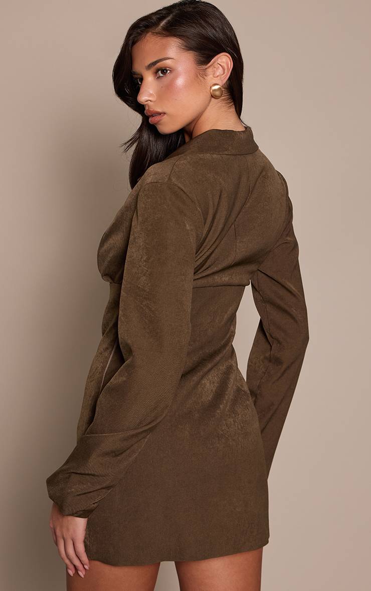 Chocolat Combi-short Blazer À Détail Cache-cœur En Tissu Tissé