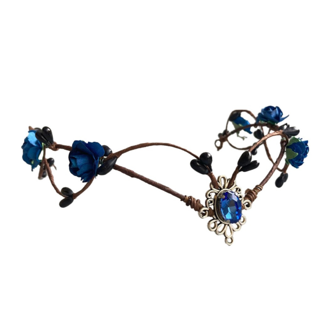 Blumen Kronen Stirnband Fasnacht Königin Kostüm Zubehör Motto Party Accessoire Halloween Foto Requisite - Blau