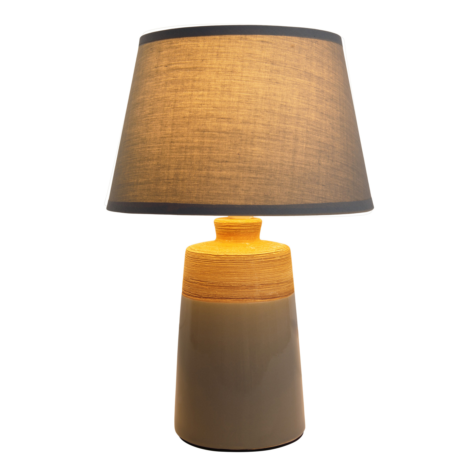 Tischleuchte - grau-holzfarben - 31 cm hoch