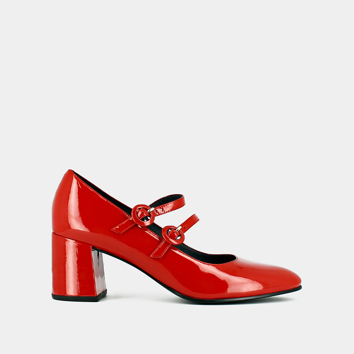 Babies à talons  en vernis rouge