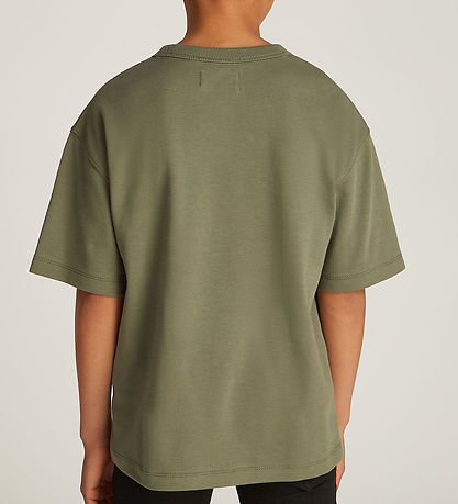 Calvin Klein Bluse - Outlined Fleece Mono - Dusty Olive