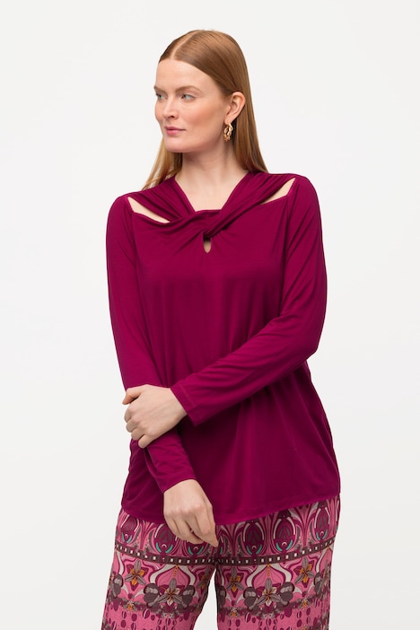 Shirt, drapierter Ausschnitt, Cut-Outs, 3/4-Arm