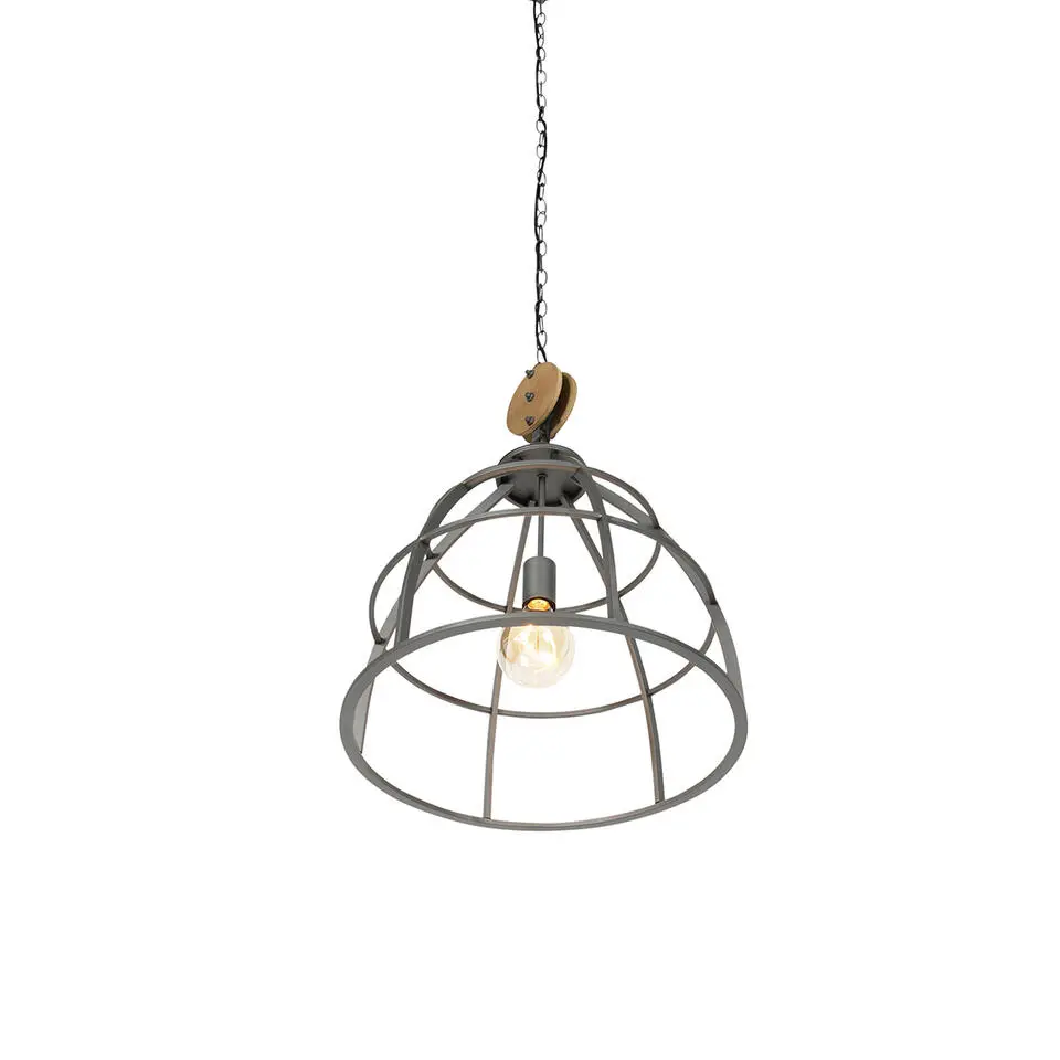 Qazqa hanglampen arthur grijs e27
