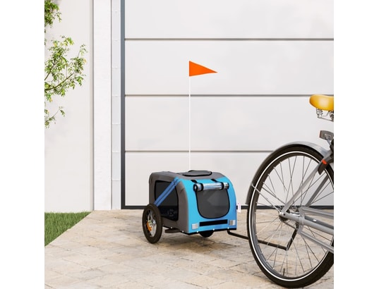 VIDAXL - Remorque de vélo pour chien bleu et gris tissu oxford et fer
