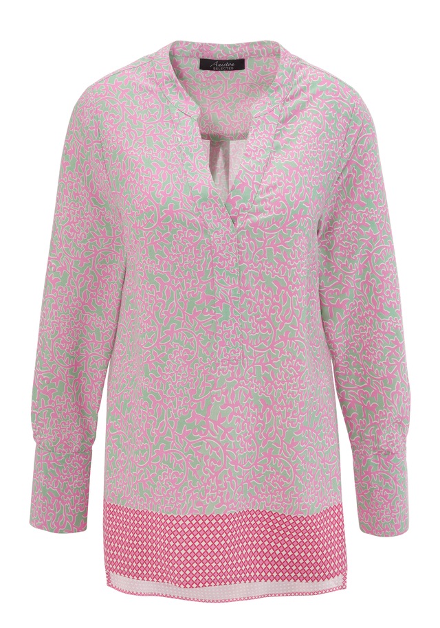Aniston SELECTED Longbluse , mit Rankenmusterung und Bordürendruck am Saum