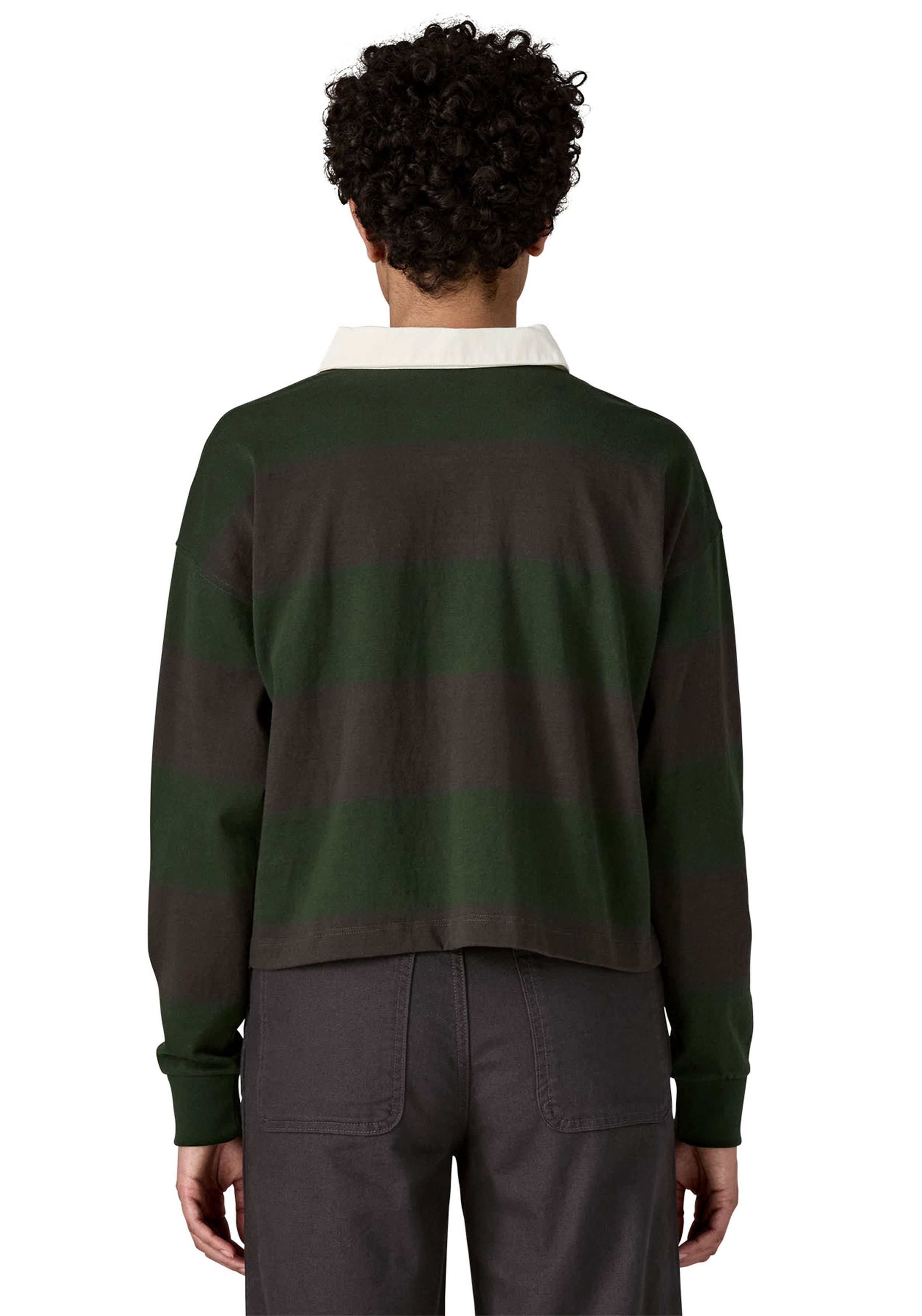 Patagonia Longsleeve W's L/S Rugby Shirt Wide Stripe: Old Growth Green