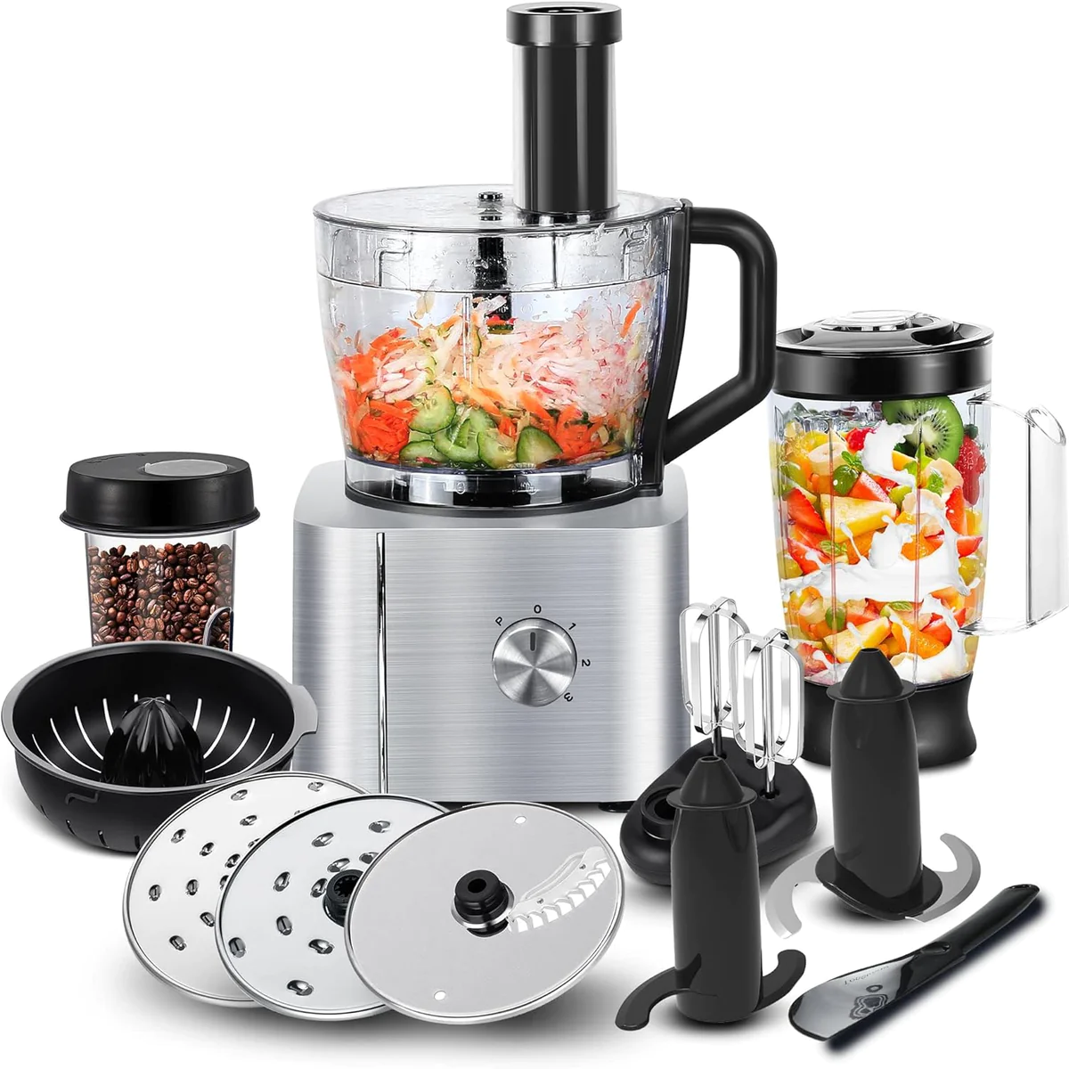 Robot Multifonction de Cuisine de 1,5L - 3,2L 1100W gris noir Vendos85