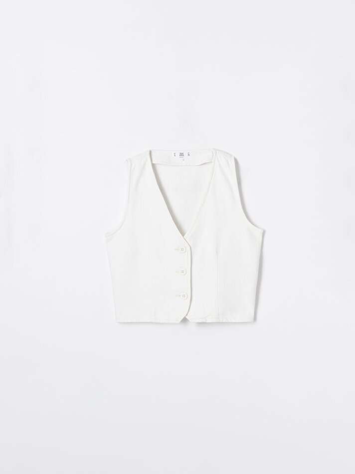 Colete jeans - Bege