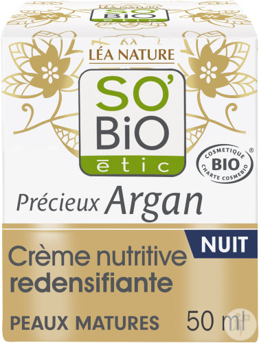 So'Bio Étic Précieux Argan Crème Nutritive Redensifiante Nuit Peaux Matures Bio Tube 50ml