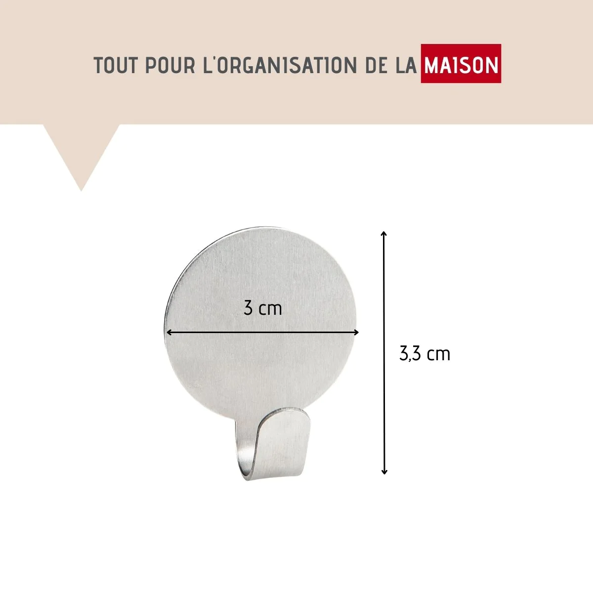 Lot de 3 crochet adhésifs ronds Tecno Fackelmann