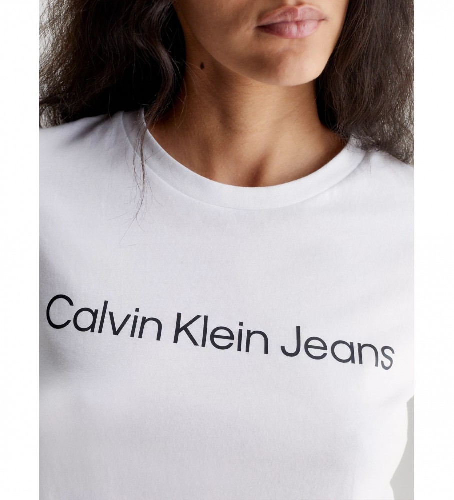 Camiseta Calvin Klein Jeans Slim de algodão orgânico com logo, branca