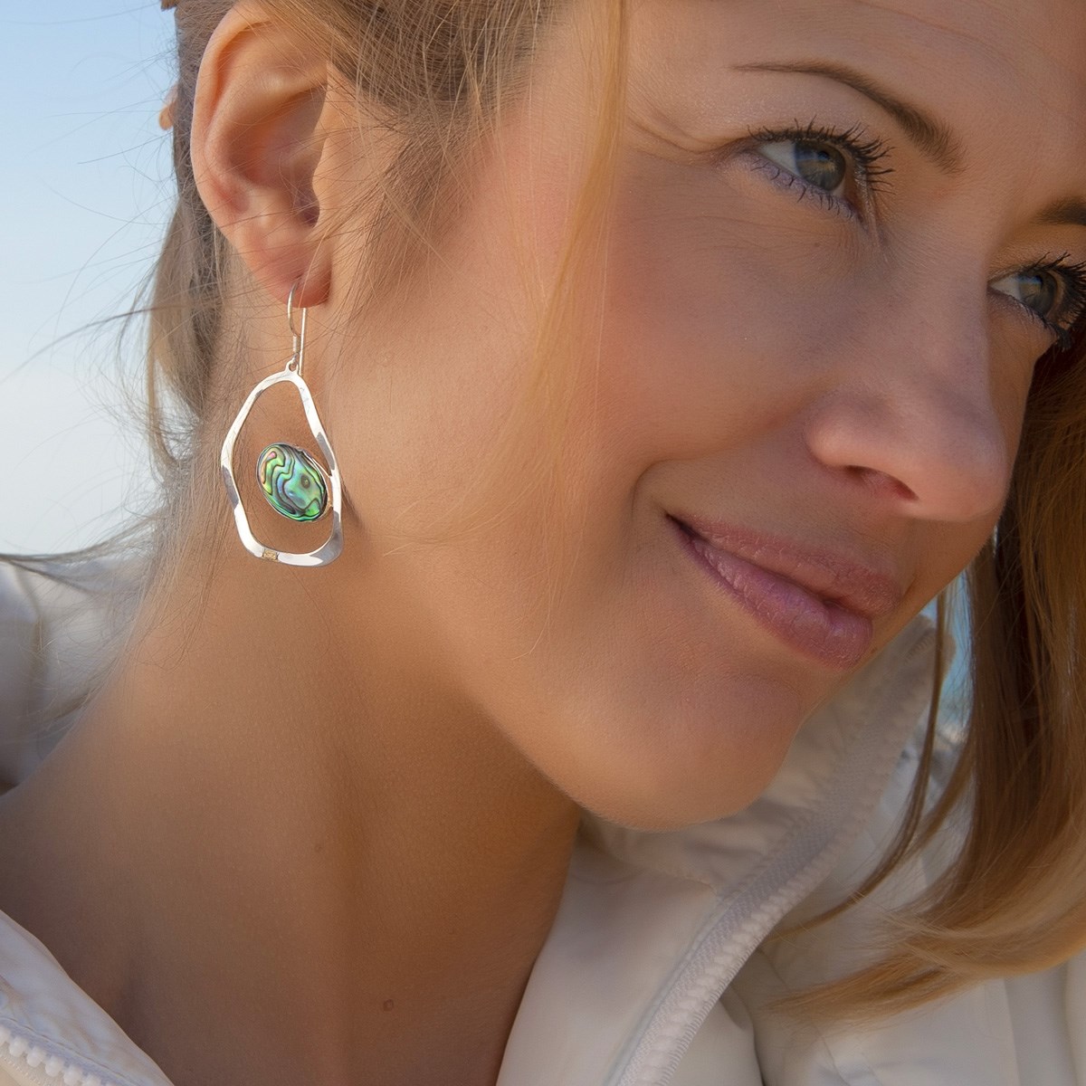 Boucles d'oreille ADEN nacre abalone et argent 925