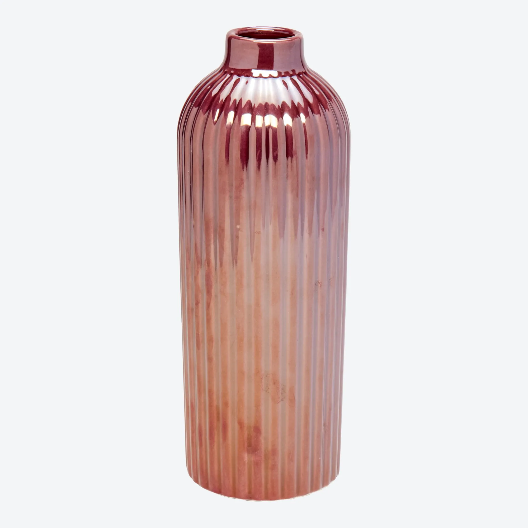 Vase mit Rillen, ca. 9x9x23cm