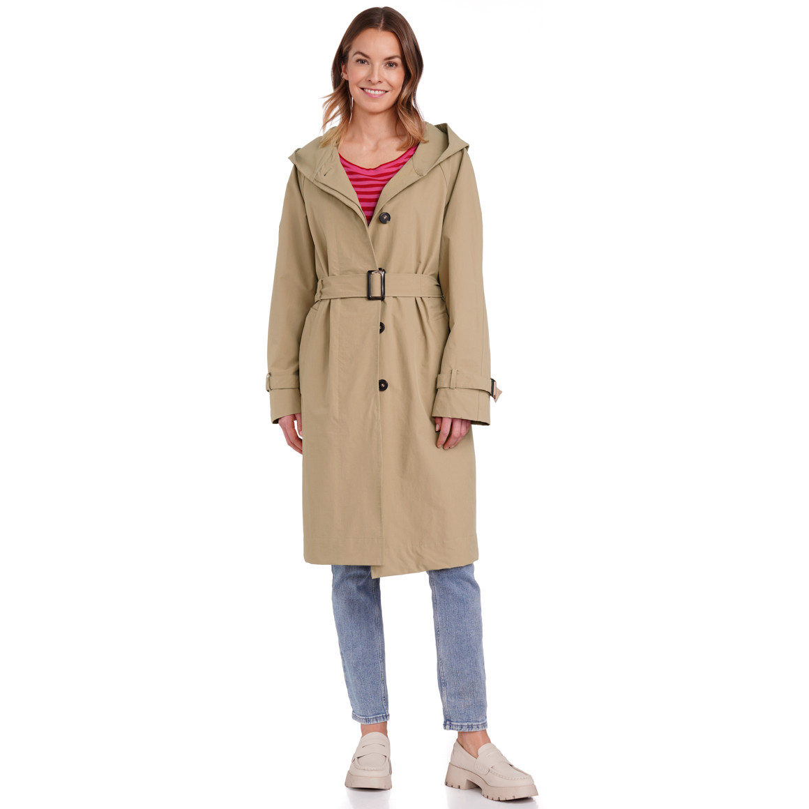 Gina Benotti Damen Trenchcoat mit Bindegürtel beige