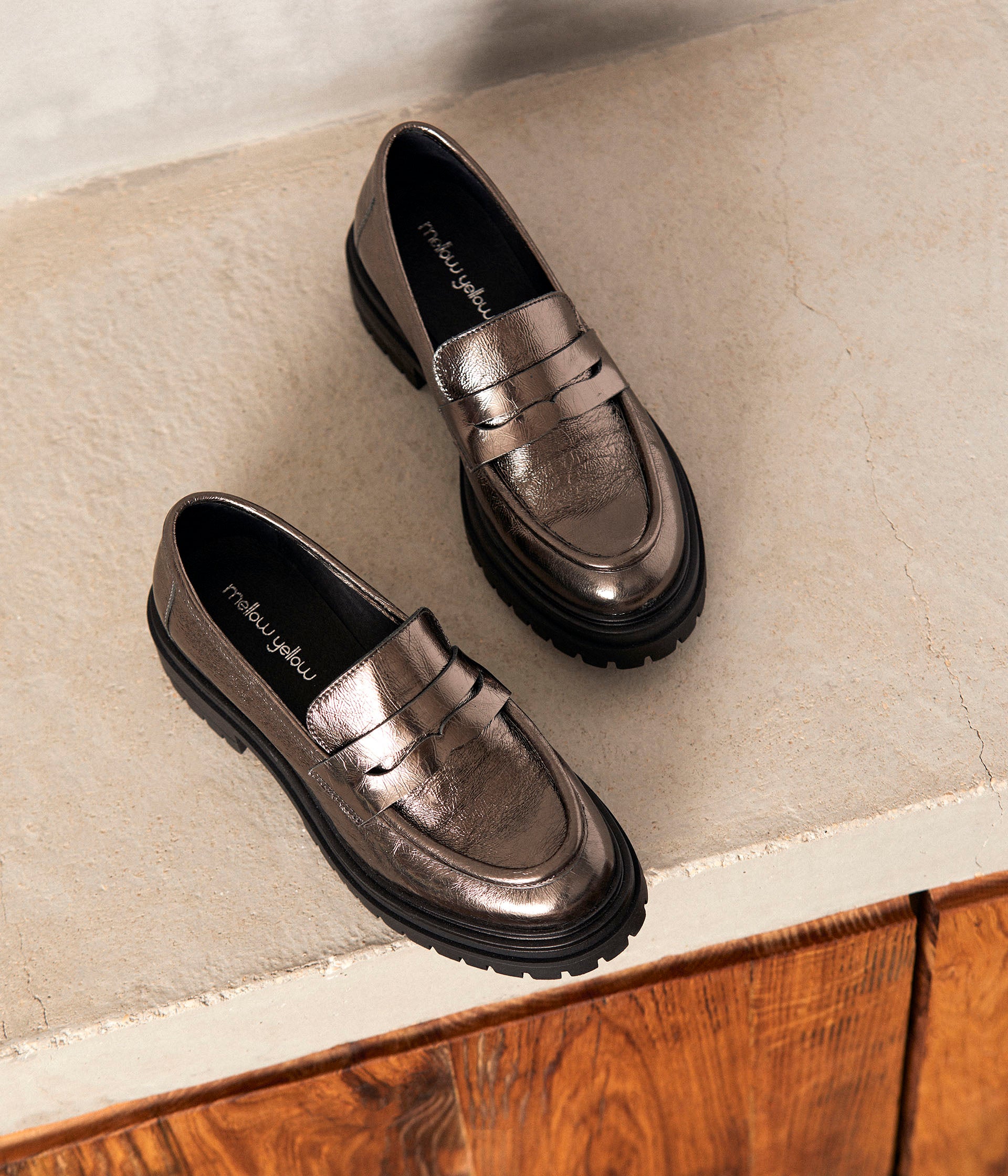 Mocassins cuir argenté Angelika