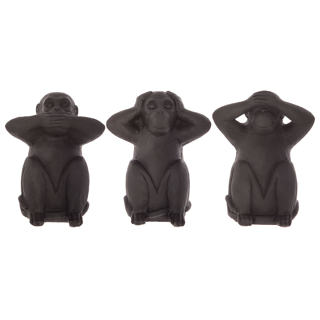 Lot de 3 statuettes singe sagesse H 23cm