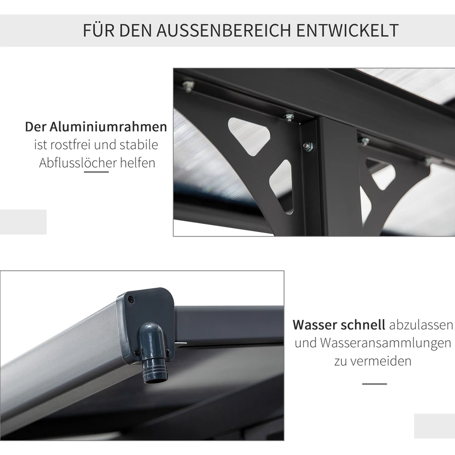 Outsunny Gartenpavillon zum befestigen an der Hauswand grau