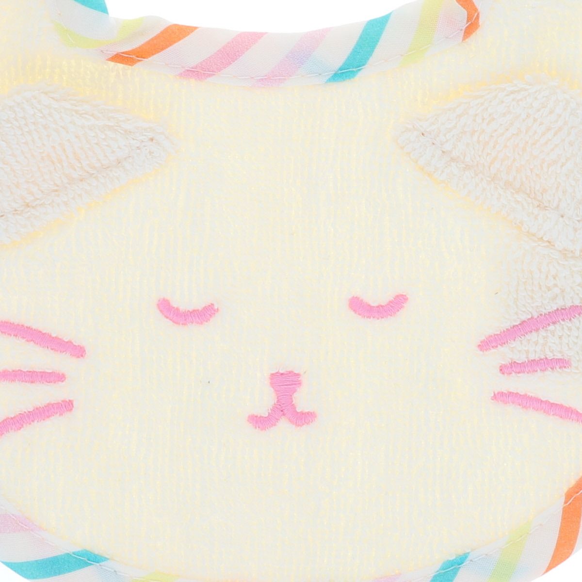 Petit bavoir rond chat rayé multicolore - Miaou Jolie saison