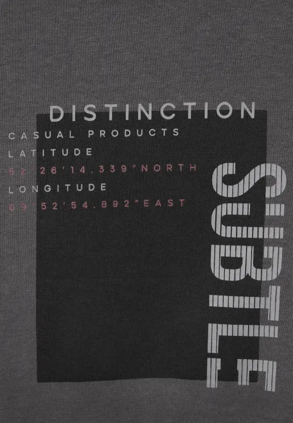 T-Shirt mit Brustprint - dark iron grey