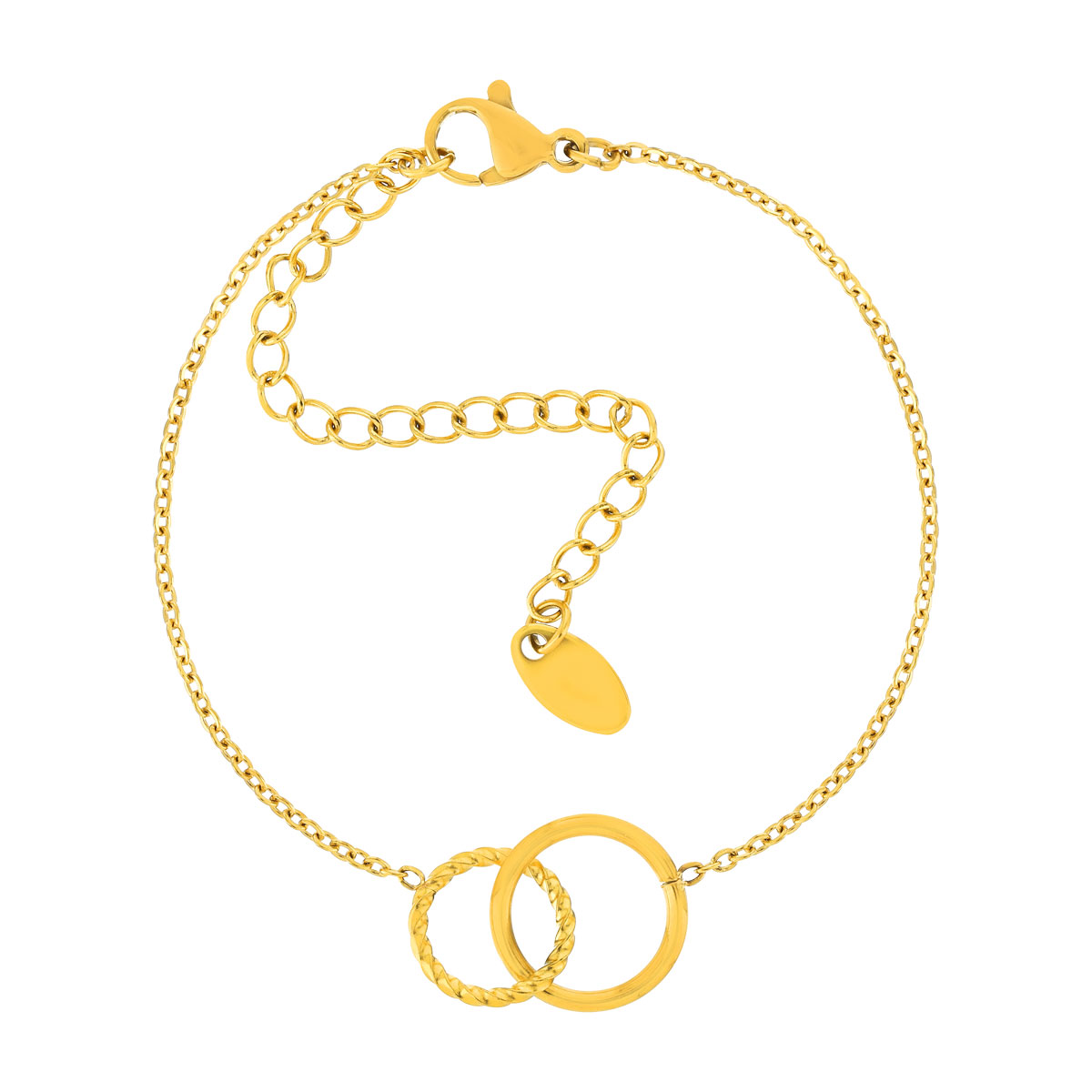 Bracelet acier jaune motif disque 21 cm