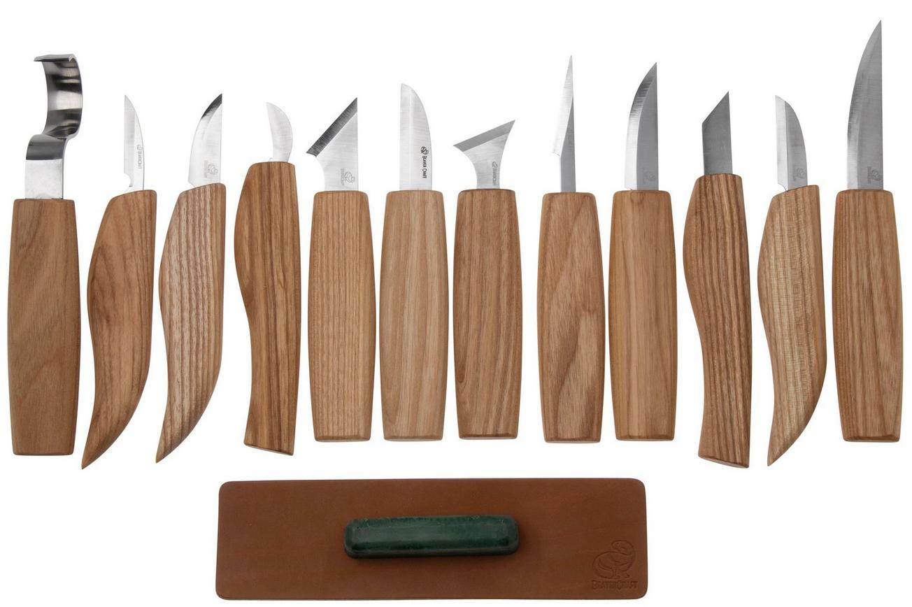 BeaverCraft S10 Wood Carving Set of 12 Knives in Tool Roll, houtsnijset