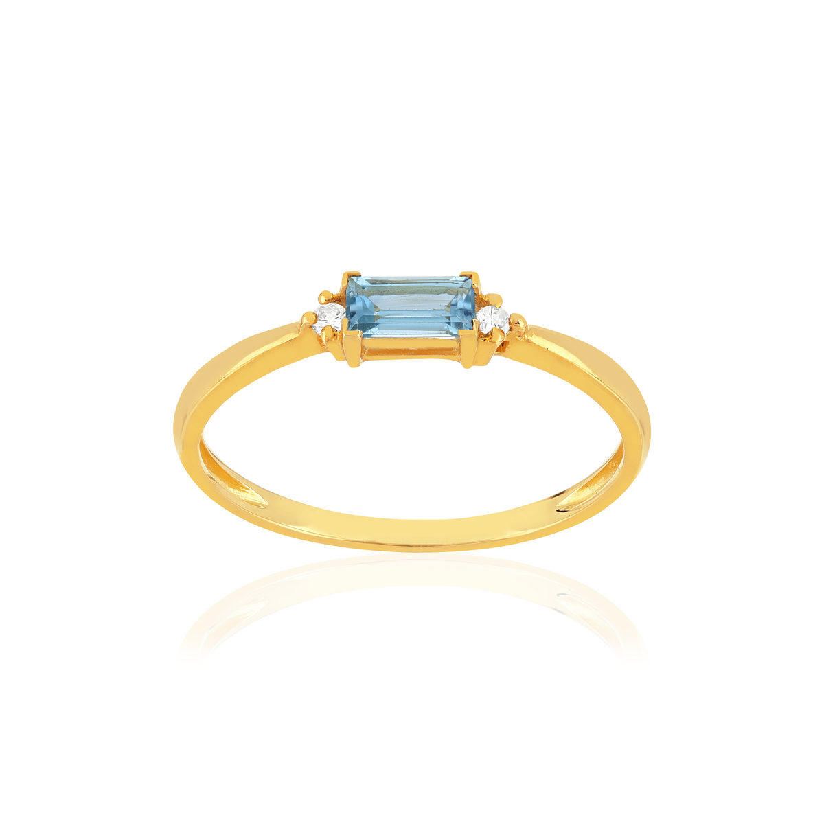 Bague or 375 jaune topaze diamants