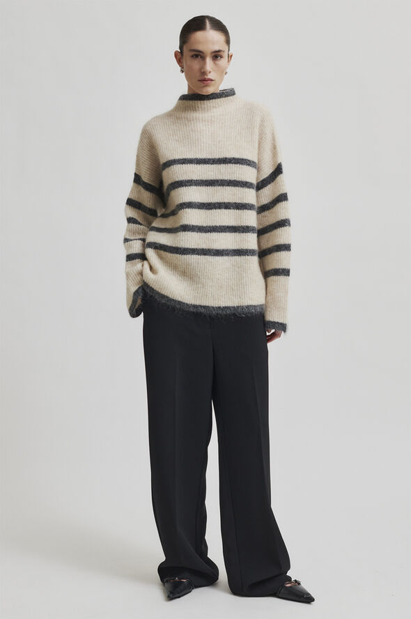 Second Female Ovalis Mohair Blend Knit T-Neck Brazilian sand grey
