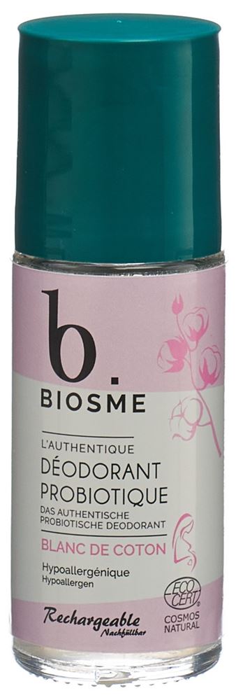 BIOSME Deodorant probiotisch<br>50 ml, Flasche, Roll-on, Blanc de coton Nachfüllbar