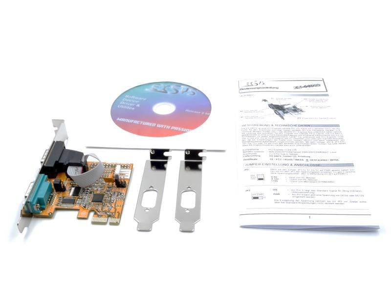 Exsys PCI-Express-Karte EX-44082 PCIe Schnittstellenkarte mit zwei RS-232 Ausgängen