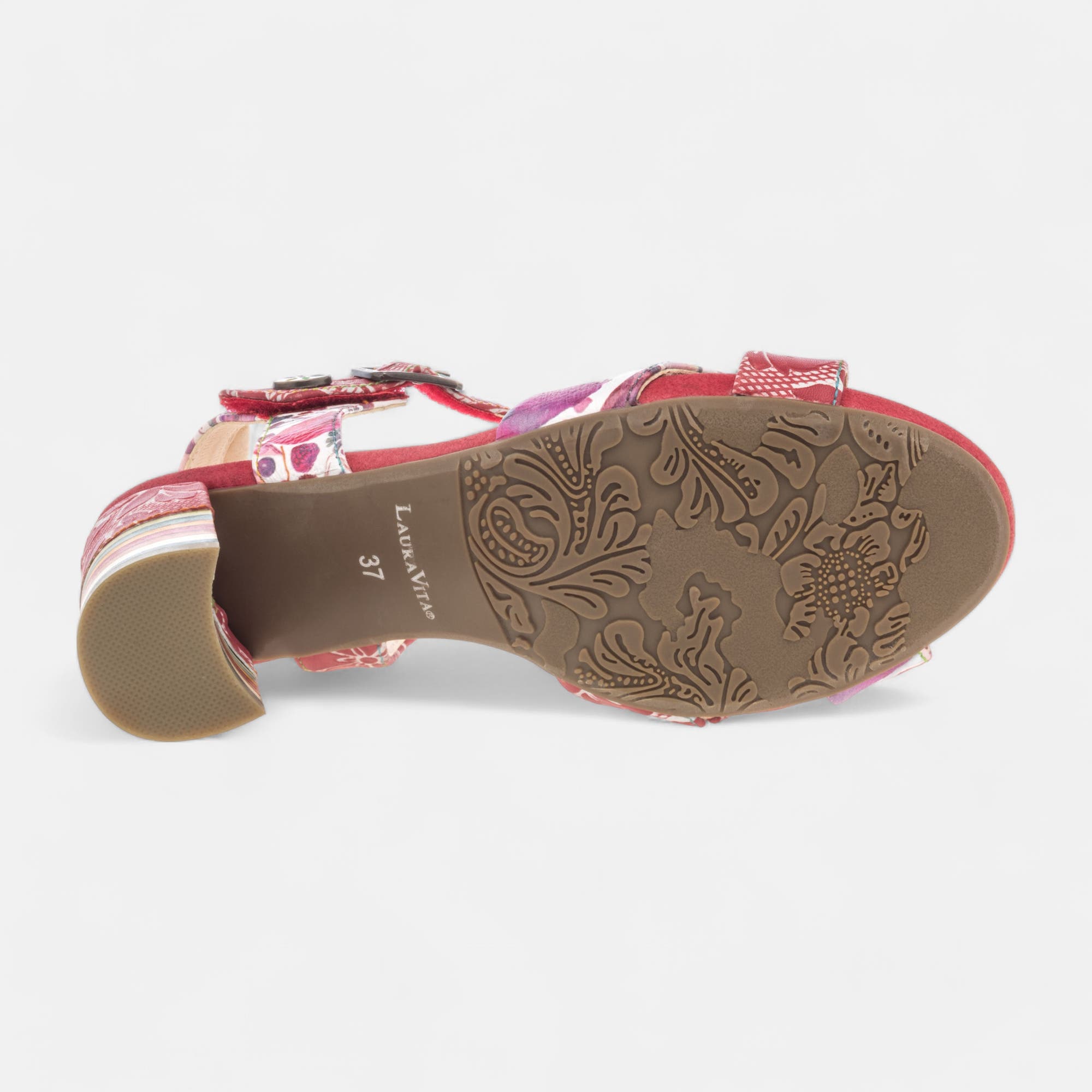 Nu-pieds à talon Femme en cuir rouge