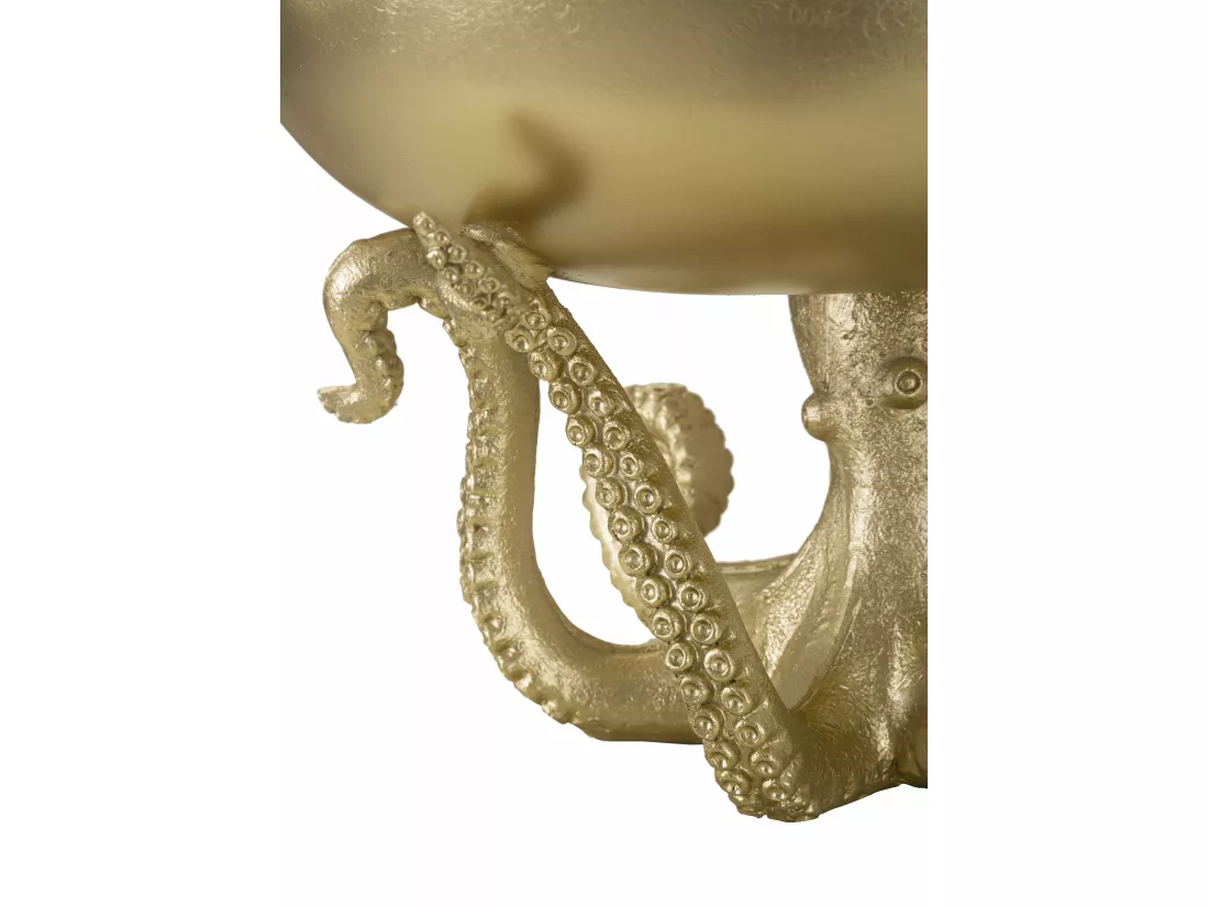 Vide poche poulpe en résine dorée Ø 30x18 cm