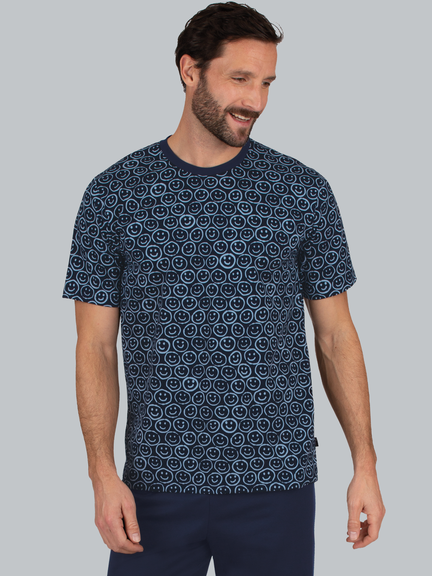 T-Shirt mit freundlichem Smiley-Muster Navy