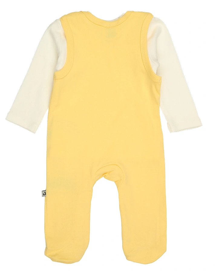 Strampler LÖWEN mit Langarmshirt in hellgelb/weiß