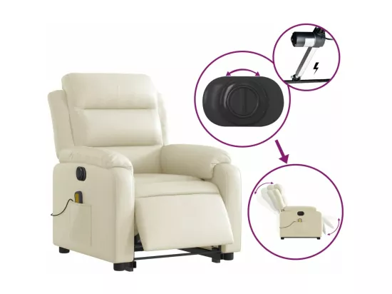 Fauteuil inclinable massant électrique crème similicuir
