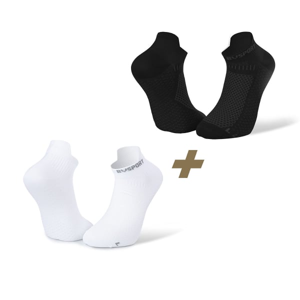 Chaussette running BV SPORT SOCQUETTE LIGHT 3D ULTRA COURTE X2 NOIR/BLANC