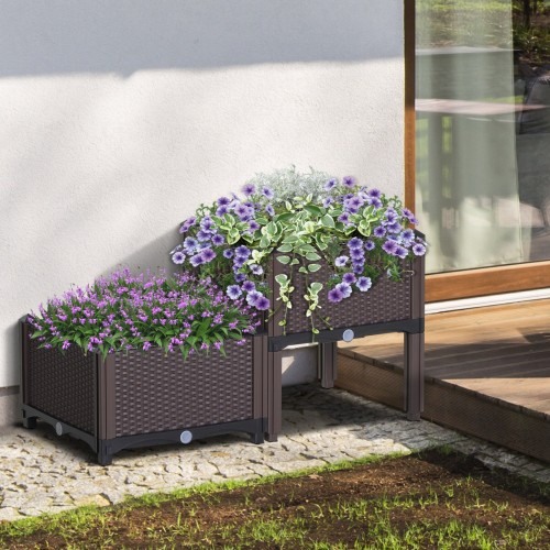 Vaso quadrado para jardim, marrom