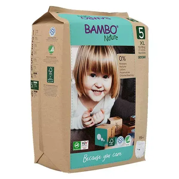 Fralda Bambo Nature Tamanho 5 (12-18kg) - 19 unidades