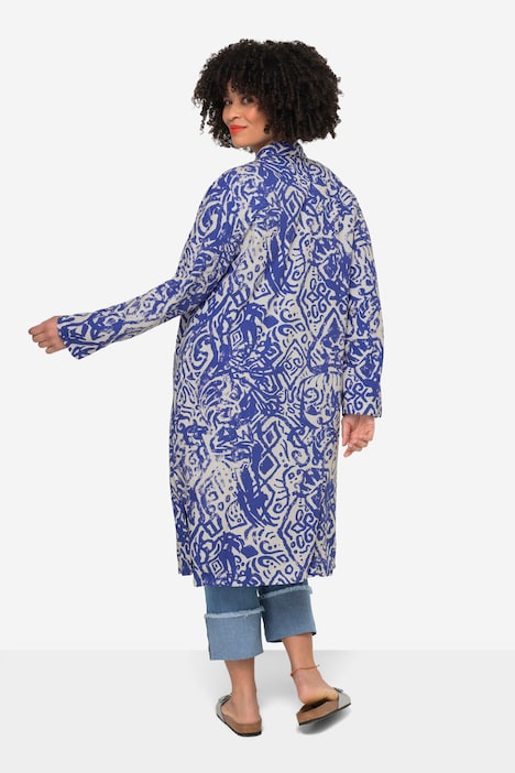 Kimono, Alloverdruck, offene Form, weiter Langarm