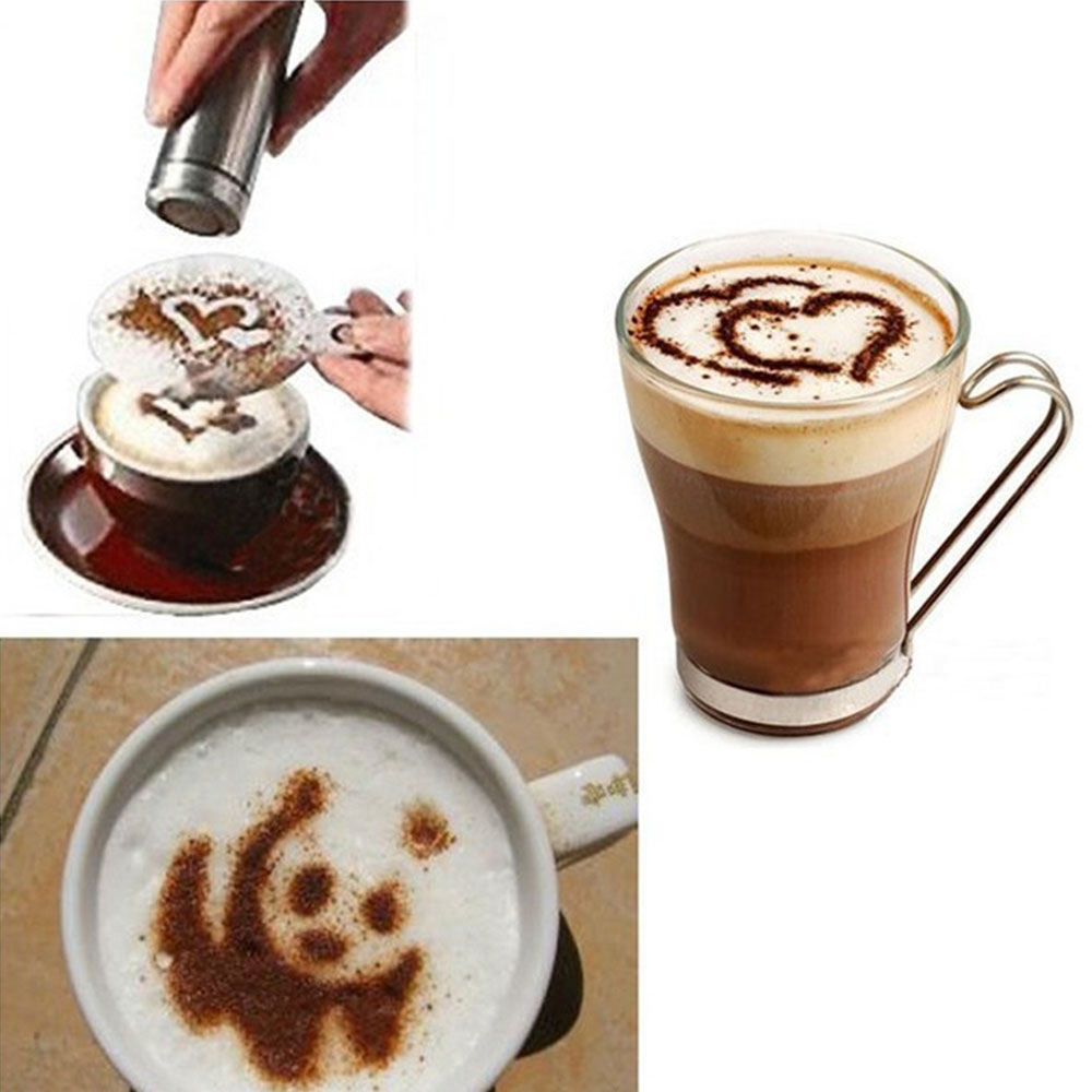 (16er Set) Kaffee Latte Cappuccino / Kuchen / Cupcake Motiv Kakao Streu Schablonen Muster Vorlagen