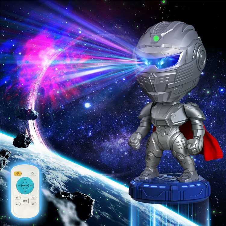 (Ø11x23cm) LED Roboter Sternenhimmel Projektor USB Nachthimmel Galaxy Lampe Nachtlicht inkl. Fernbedienung
