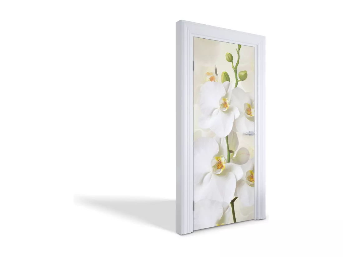 Stickers de porte autocollants - Orchidées blanches 85x205 cm
