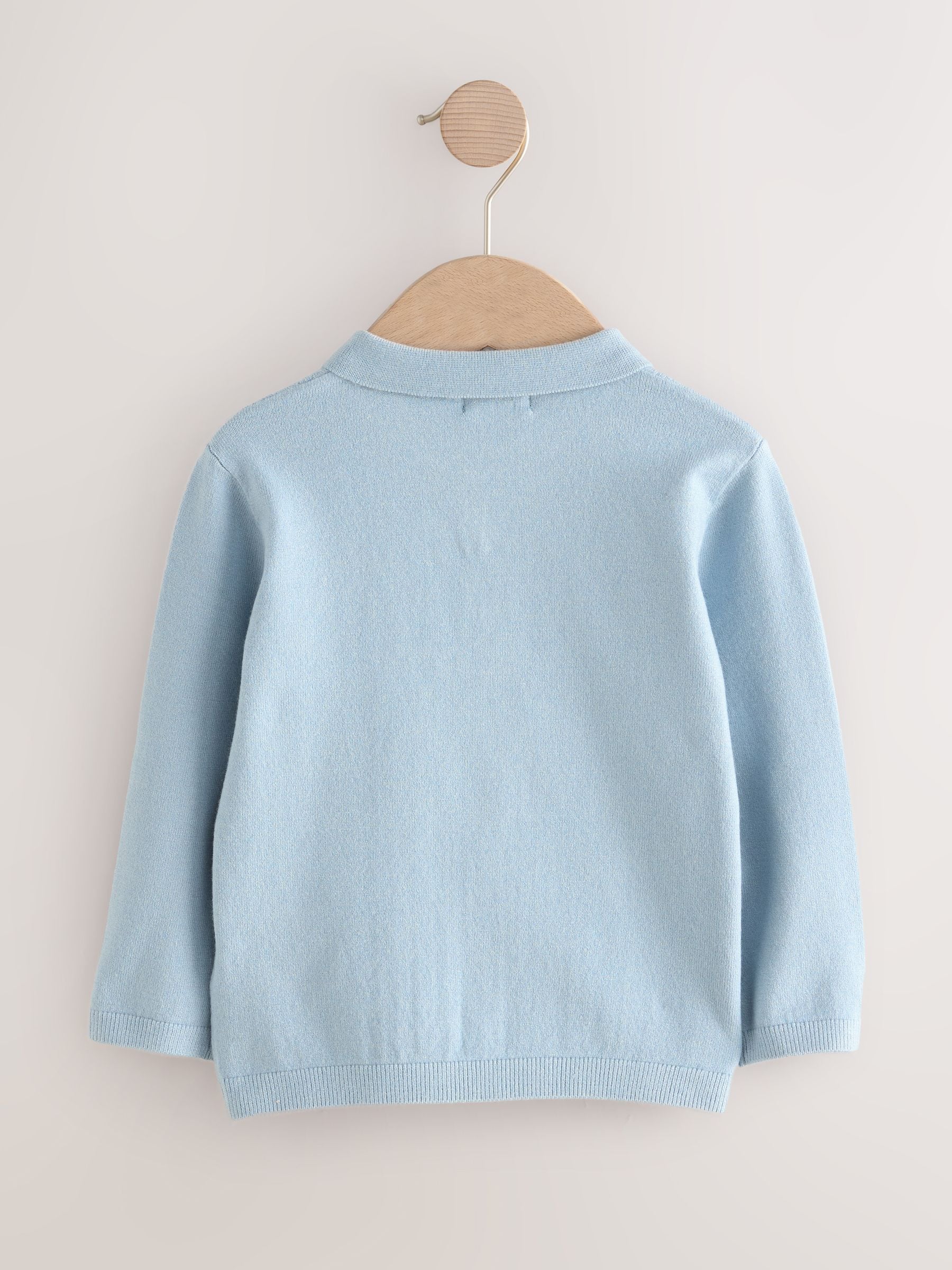 Blauw - Poloshirt met kabelbreisel (3mnd -7jr)