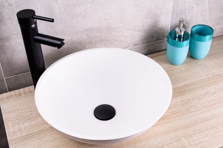 Saniclear Solid Surface waskom set incl. hoge kraan zwart